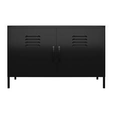 Featuring a shelf and drawer, it's complete with a cutout. Realrooms Shadwick 2 Door Metal Locker Accent Cabinet Black Target