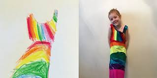 Kids could embroider their own drawing as well or just help as they were interested; Company Turns Kids Drawings Into Real Dresses