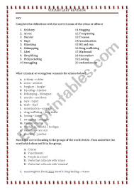 Vocabulary Revision 7 Crime And Punishment Vocabulary Reading Worksheets Crime