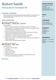 _____ ©gmp systems 2016 page 1 of 1 job title: Dining Room Attendant Resume Samples Qwikresume