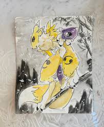 Digimon inspired Water color Painting - Fanart ver Renamon Paintings