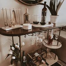 Black And Gold Bar Cart Tiered Bar Console In 2020 Bar Console Home Bar Decor Gold Bar Cart