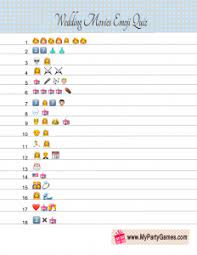 Guess The Wedding Movie S Name Free Printable Emoji Quiz Free Wedding Printables Wedding Movies Bridal Shower Printables