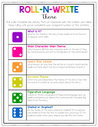 Students Will Love Learning All About Theme With This Roll N Write Activity Students Are Given 6 D Reading Response Activities Reading Themes Reading Response