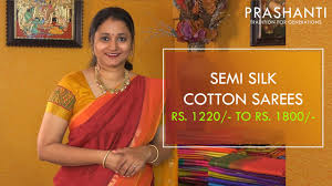 Semi Silk Cotton Sarees Rs 1220 To Rs 1800 Prashanti Sarees Youtube Beautiful sarees for all generations. semi silk cotton sarees rs 1220 to rs 1800 prashanti sarees