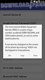 Obtain device/android id ,google services framework id,imei,imsi,ip,mac address Device Id Android Aplicacion Gratis Descargar Apk