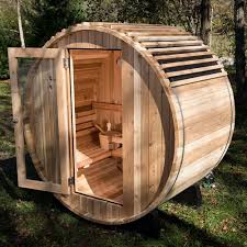 The Finnish Barrel Sauna Hammacher Schlemmer Barrel Sauna Sauna Design Outdoor Sauna