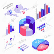 Isometric Infographic Elements With Charts Diagram Pie Chart