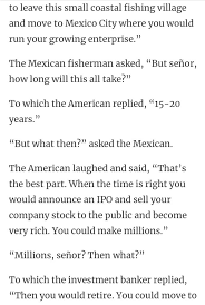 Will you become unbalanced and miss out, like the banker? C Michael Gibson Md On Twitter Off The Coast Of Mexico Today Can T Stop Thinking Of One Of My Favorite Parables The Mexican Fisherman Parable Https T Co Crdzutjjgx