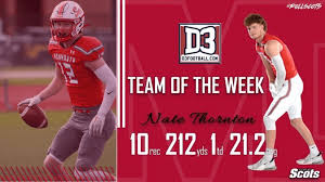 Monmouth College Wide Receiver Nate Thornton Named D3 Team of the Week