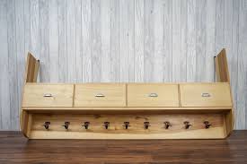 Check spelling or type a new query. Wall Mounted Coat Rack W Shelf 4 Drawers 9 Metal Hooks Parana Pine Large Vintage Vinterior