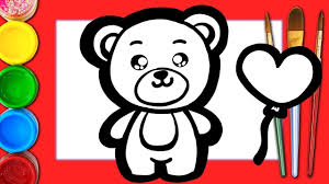 Three isolated teddy bears toys. How To Draw A Teddy Bear Easy Drawing Learn Colors Animal Coloring Pages Easy Drawings Teddy Bear Coloring Pages