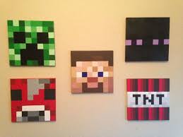Minecraft Inspired Acrylic Paintings On 12x12 Canvas Minecraft Bedroom Minecraft Room Boys Room Decor