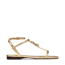 Free shipping and free returns available, or buy online and pick up in store! Metallic Gold Nappa Leather Flat Sandals Alodie Flat Spring Summer 20 Jimmy Choo