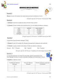 Exercices Sur Les Molecules Cap Maths
