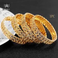 Gold is typically mixed with other metals to form an alloy. New Exquisite 24k Gold Bangle Bracelet Cuff Fashion Luxury Men Women Ethiopian Dubai Bangle Jewelry African Arab Gold Bangles Bracelets Bride Wedding Party Accessories Gifts Wish