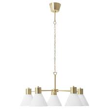 Flugbo Chandelier 5 Arm Brass Color Glass Ikea