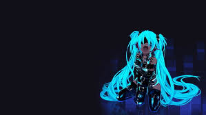 Hd Wallpaper Anime Art Blue Hair Long Hair Anime Girl Neon Wallpaper Flare