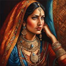 a portrait of a traditional Indian woman, by Laila Amine, realism,  intricate patterns, vibrant costume, cultural attire, authentic Indian  ga...