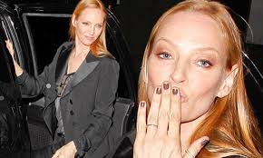 Uma Thurman gives fans a fond farewell in all-black ensemble after Jimmy  Kimmel Live taping in Hollywood