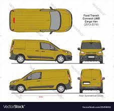 Ford Transit Connect Lwb Cargo Van Rear Symmetrical Doors 2013 2018 Detailed Template For Design And Production Of Vehicle Wraps Ford Transit Cargo Van Ford