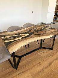 Unusual Wooden Office Table Modern Minimalist Style Live Edge Etsy Solid Wood Dining Room Live Edge Wood Table Furniture