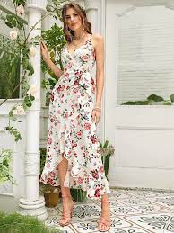Maybe you would like to learn more about one of these? Floral Print Tie Side Asymmetrical Hem Wrap Cami Dress Shein Eur