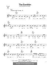 The original key of the gambler is d. The Gambler Kenny Rogers Von D Schlitz Noten Auf Musicaneo