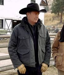 Yellowstone S02 Kevin Costner John Dutton Black Cotton Jacket Kevin Costner Yellowstone Green Jacket