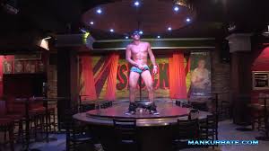 Hot Stripper Jerking Off and Cumming at Bar