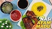 Nasi ayam ialah di mana nasi dimasak dengan pelbagai rempah dan kemudian dihidang dengan ayam yang di bakar, mahupun goreng serta lengkap dengan pelbagai sos cili dan kicap. Asmr Nasi Ayam Madu Paris Honey Chicken Rice Youtube