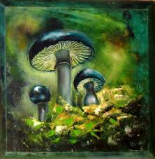 Magic Mushroom 1 2 3 Trypticon Painting Art Painting Oil Mushroom Art Mushroom Drawing