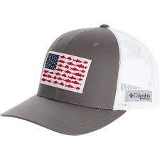 Pfg Mesh Fish Flag Snap Back Trucker Hat In 2021 Ball Cap Columbia Pfg Columbia Hat