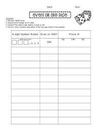 Even Or Odd Dice Game Education Math Teaching Math 2nd Grade Math