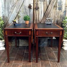 Yes You Can Paint Leather Furniture Vintage Drop Side Tables Leather Top Coffee Table Refurbished Table Leather Side Table