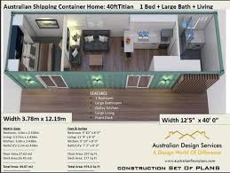40 Foot Shipping Container Home Full Construction House Plans Blueprints Usa Feet Inches Australian Metric Sizes Hurry Last Sets Container House Container House Plans Shipping Container Home Designs