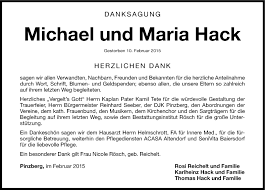 Traueranzeigen von Maria Hack