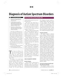 Autism spectrum disorder (asd) is a developmental disability that can cause significant social, communication and behavioral challenges. Pdf Diagnosis Of Autism Spectrum Disorders