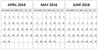 2018 April May June Calendar April May June Quarterly Calendar