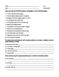 This Product Includes A 20 Question Practice Activity For Identifying And Differentiating Bet Subject And Predicate Worksheets Predicates Subject And Predicate