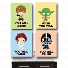 Star Wars Bathroom Wall Art Jedi Mind Trick Bathroom Rules Kid S Wall Art 4 5x7 Prints Star Wars Set Star Wars With Images Star Wars Bathroom Star Wars Kids Room