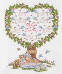 This pattern uses backstitch, french knots and basic cross stitch. Baby S Family Tree Counted Cross Stitch Kit Scrapbook Your Family Tree