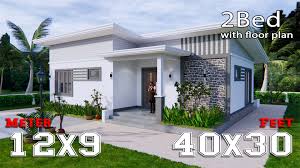 Browse cool one story craftsman house plans now! One Storey Building 12x9 Meter 40x30 Feet 2 Beds Pro Home Decors