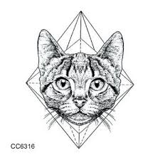 6x6cm Little Vintage Old School Style Kidded Cat Head Temporary Tattoo Sticker Body Art Water Transfer F Chat Geometrique Tatouage Geometrique Tatouage De Chat
