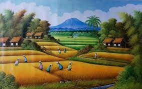 12+ pemandangan pegunungan dan sawah. 90 Lukisan Dan Gambar Pemandangan Alam Yang Indah Menakjubkan