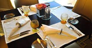 1) all utensils are placed on the napkin: Restaurant Table Setup For All Day Dining At St Regis Doha Glass Dinnerware Solutions For R Restaurant Table Setting Restaurant Tables Fine Dining Restaurant