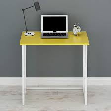 A 17 coffee table or a 28 dining/desk table that can fold into a beautiful anodized aluminum framed wall art. Compact Folding Desk In Yellow No Assembly Shop Designer Home Furnishings