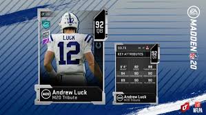 Top 5 most annoying cards in madden 20 ultimate team. Mut 20 Tribute Card Andrew Luck Retired Nfl Star