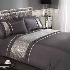 Housse De Couette Noir Bandes Sequins Argent 135 X 200 Cm 1 Taie Duvet Cover Sets Silver Duvet Cover Unique Duvet Covers