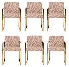 Set Of 6 Modern Zebra Dining Chairs Beige Gold Antique Dining Room Chairs Dining Room Chairs Zebra Chair